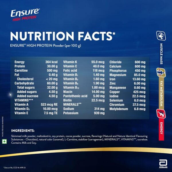 Ensure High Protein Drink for Physically Active Adults - Chocolate 400g - Image 4