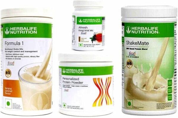 HERBALIFE Formula 1 Banana With Shakemate And Protein 200 And Afresh Tulsi For Weight Loss Combo (Formula 1 Banana- 500 gm, Shakemate - 500 gm, Protein - 200 gm, Afresh - 50 gm)