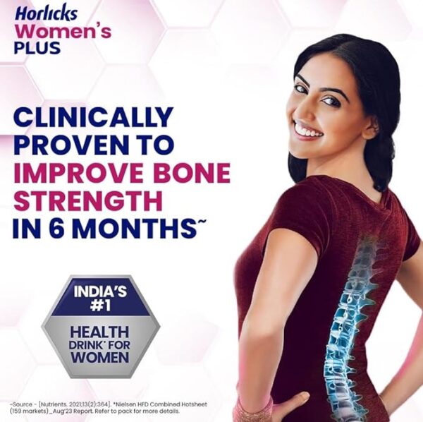 Horlicks Women's Plus Chocolate Jar 400g | Health Drink for Women, No Added Sugar | Improves Bone Strength in 6 months, 100% Daily Calcium, Vitamin D - Image 5