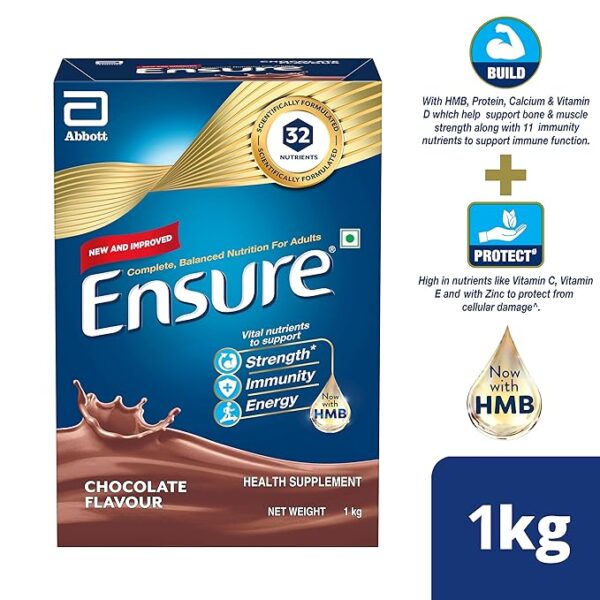 Ensure- Complete Nutrition for Adults with High Protein and 32 immunity nutrients- 1 Kg (Chocolate Flavour) - Image 4